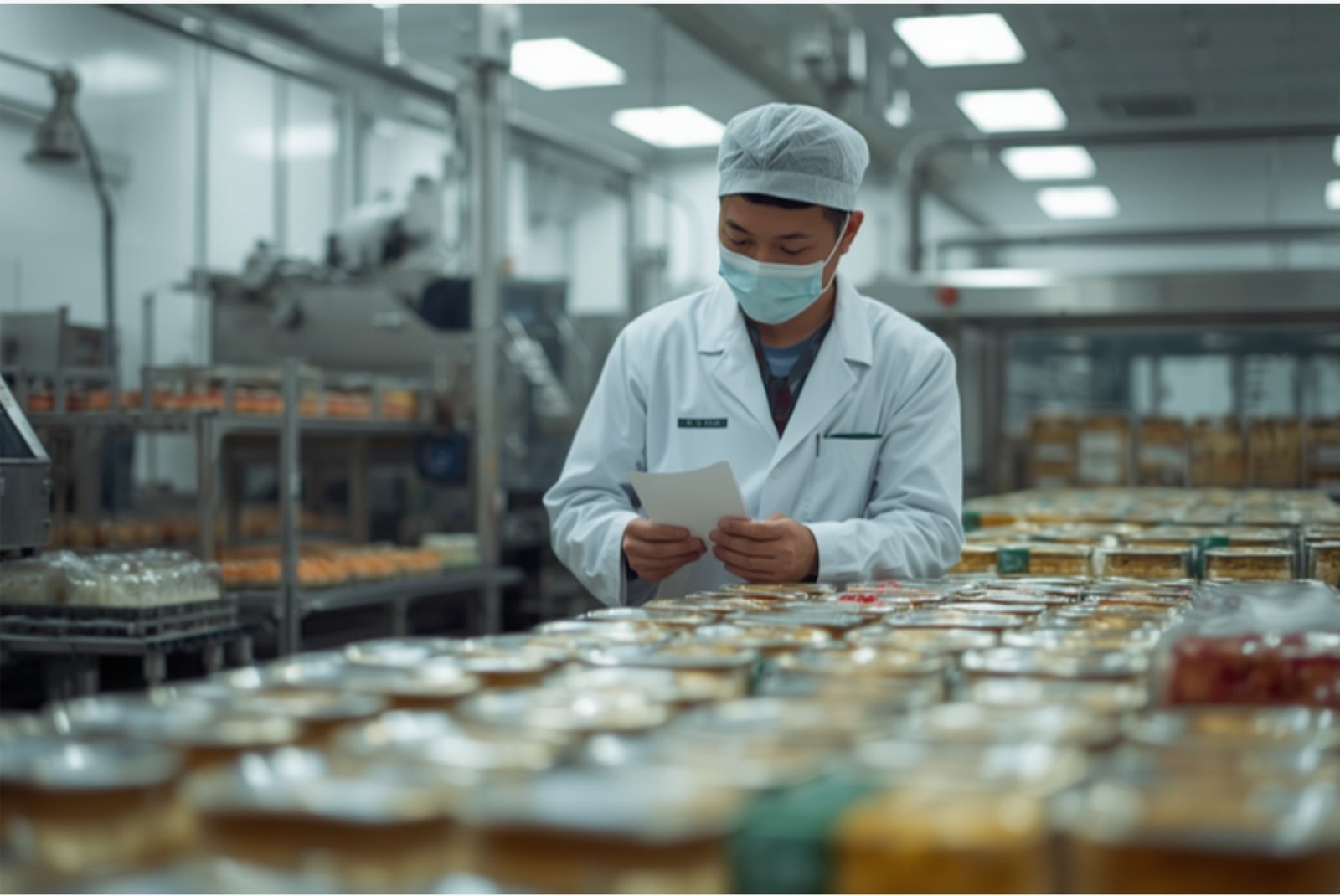 Food safety inspector in a Vietnamese factory
