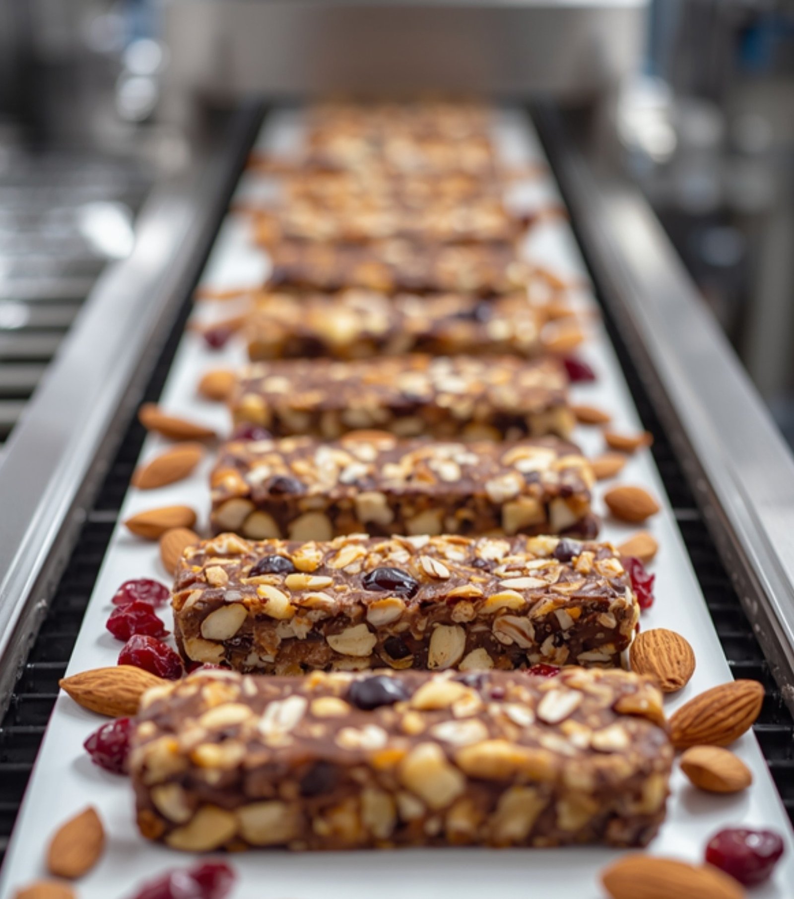 Nutrition bars on a factory production line
